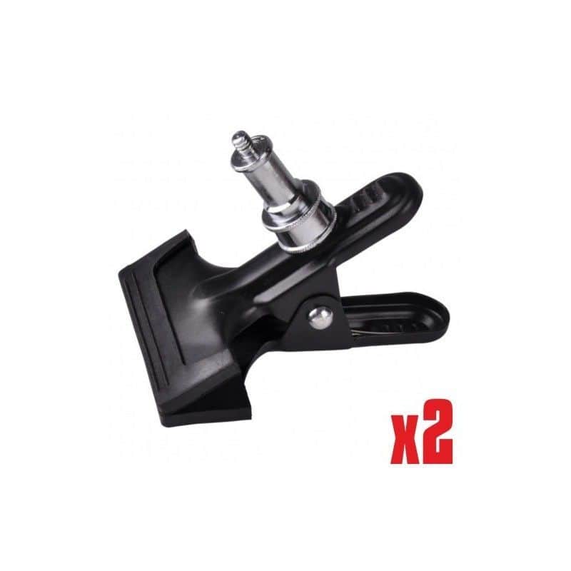 Soporte para accesorios de cámara con clip y rosca para trípode.