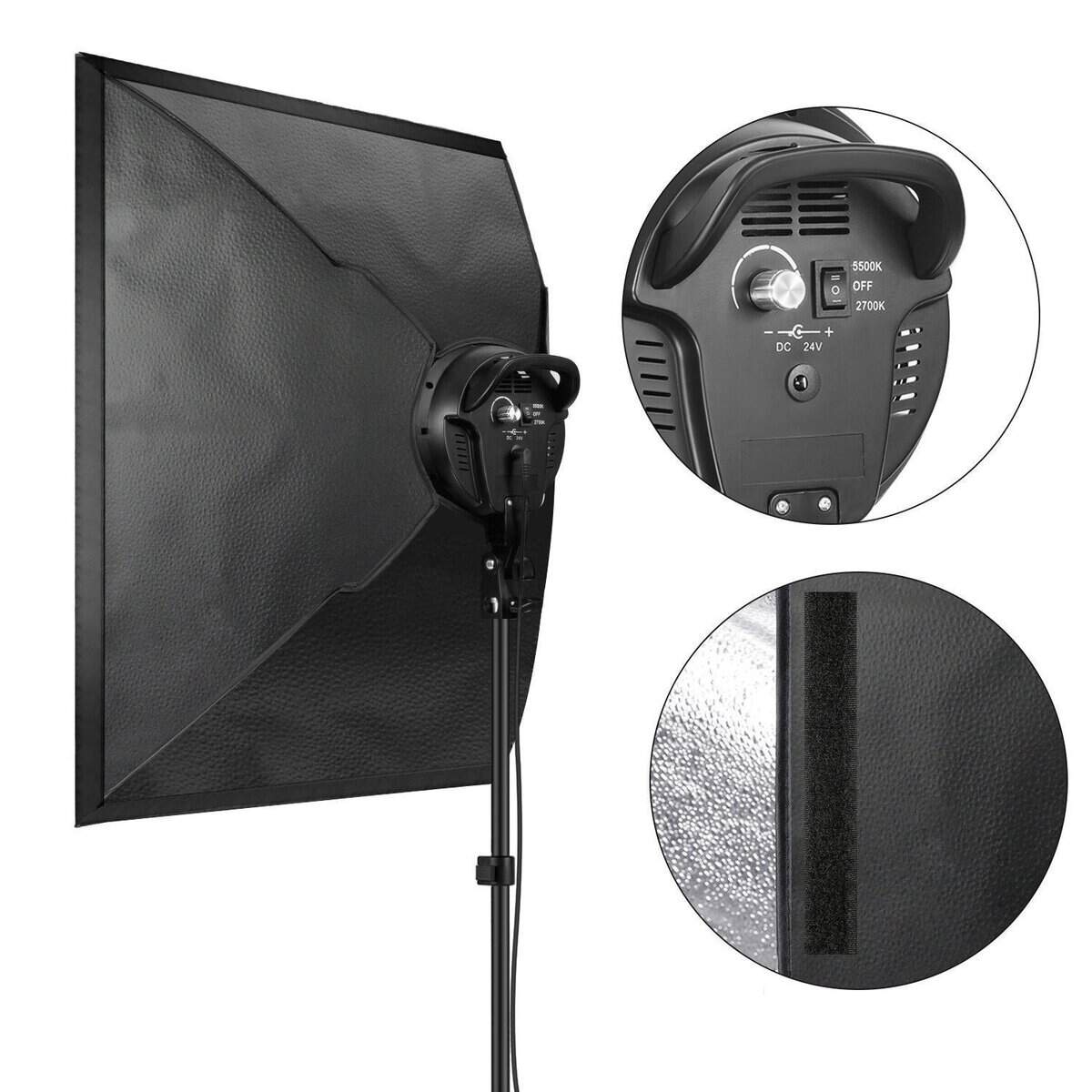 Reflector de fotografía con soporte y control de temperatura.