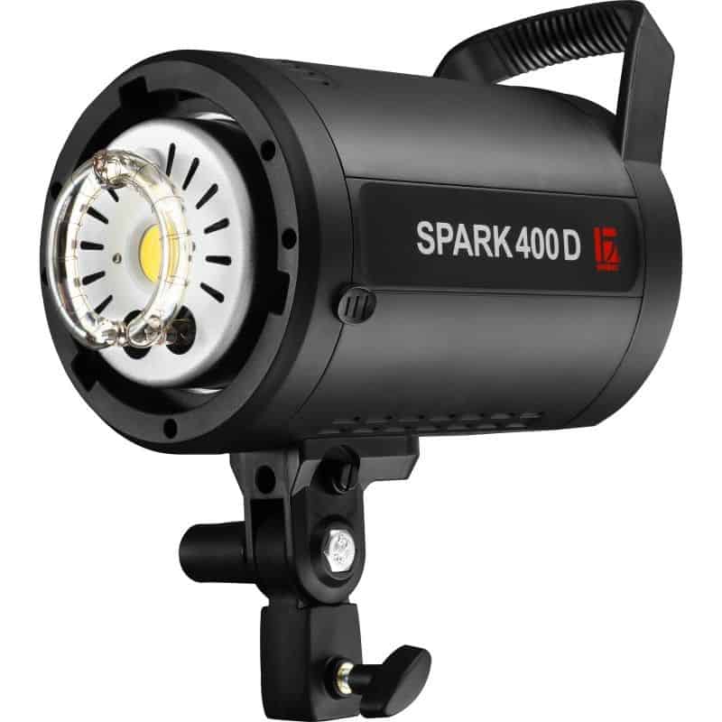Flash de estudio Jinbei Spark 400d con montura Bowens para fotografía profesional.