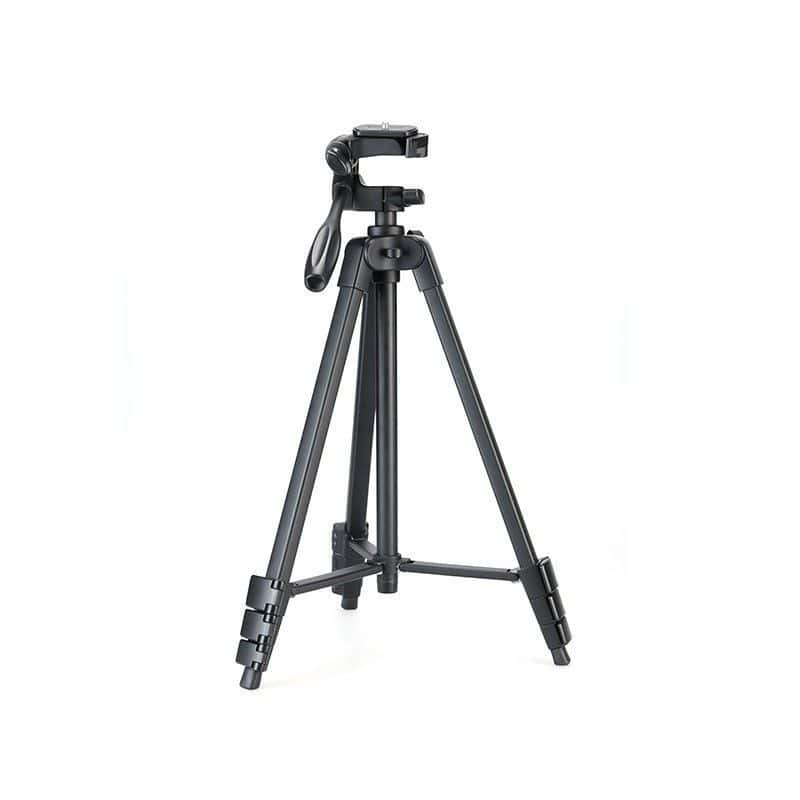 Trípode negro para cámaras, estable y ajustable para fotografía profesional.
