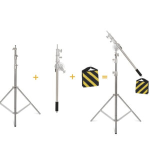 Tripode con Brazo jirafa Acero Inoxidable c/bolsa de Arena