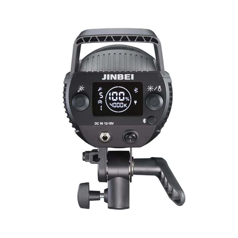 Luz LED Jinbei EF-120BI con montura Bowens para fotografía profesional.