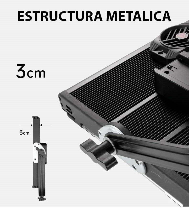 Estructura metálica de 3cm de grosor para soporte de equipo fotográfico.