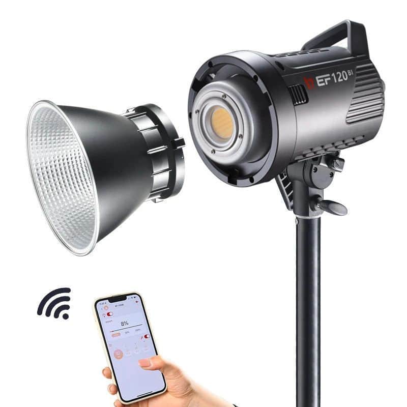 Luz LED bicolor Jinbei EF-120BI con control remoto y montura Bowens.