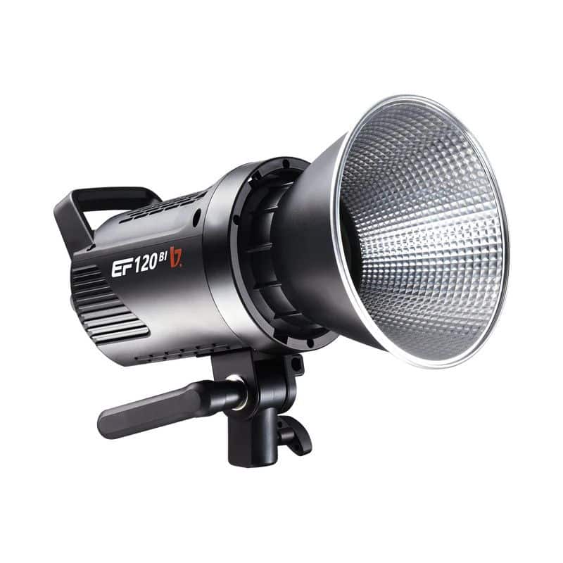 Luz LED bicolor Jinbei EF-120BI con montura Bowens para fotografía.