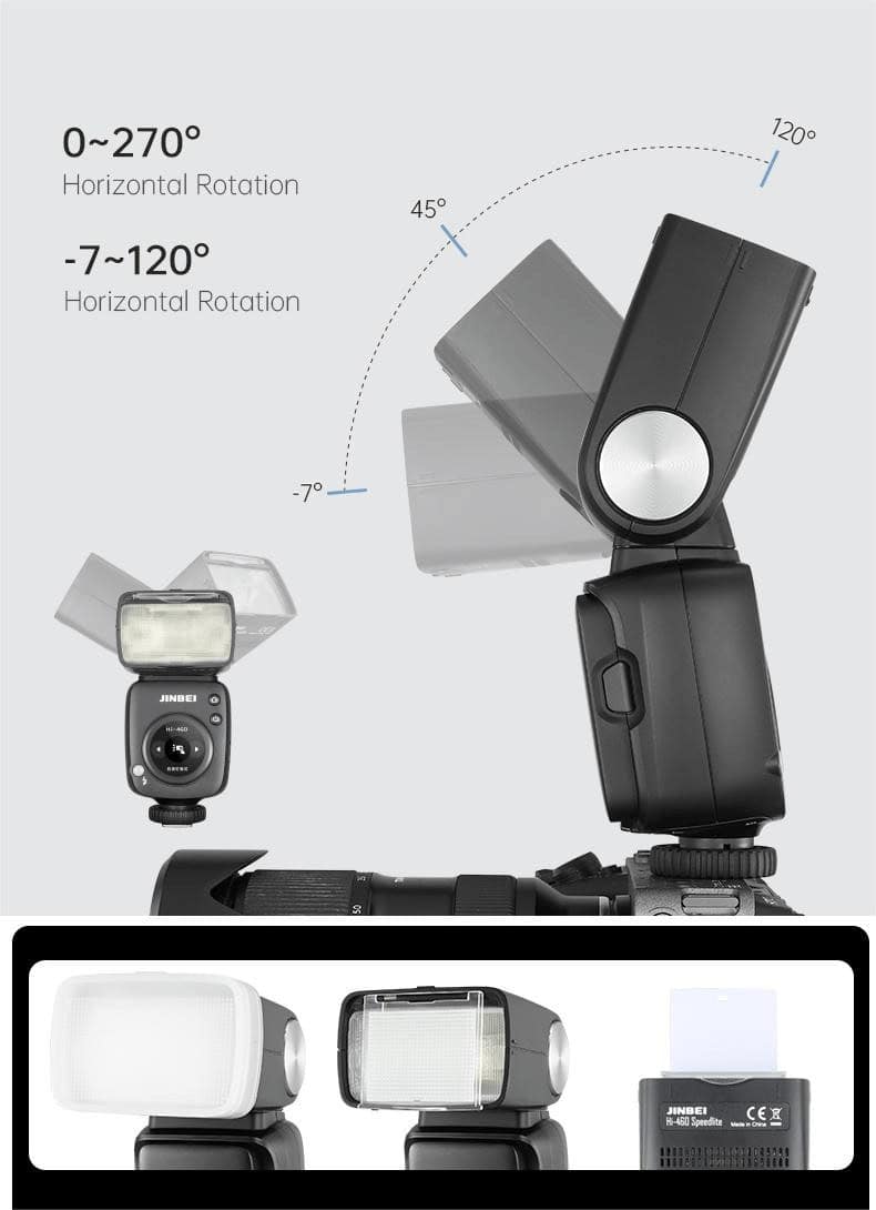 Flash de cámara y accesorios de iluminación para fotografía profesional.