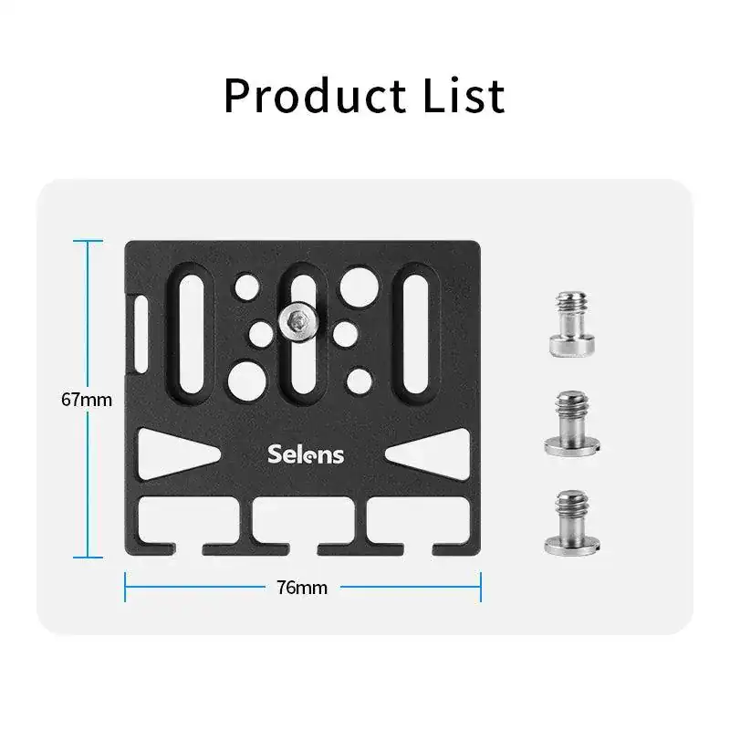 Platina de montaje para accesorios de fotografía Selens, tamaño 76x67mm.