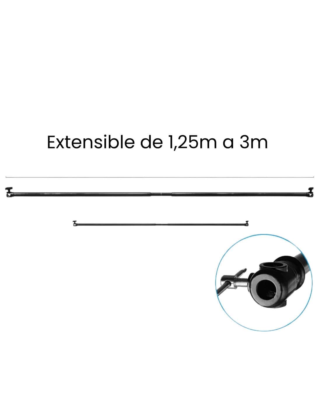 Barra telescópica extensible de 1,25m a 3m para fotografía profesional.