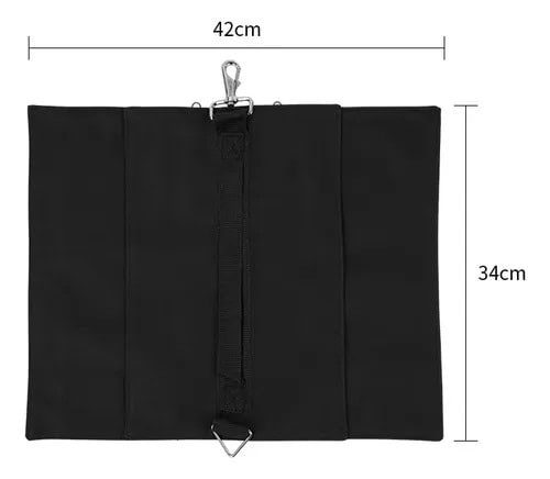 Bolsa de arena negra para soporte de iluminación y accesorios fotográficos.