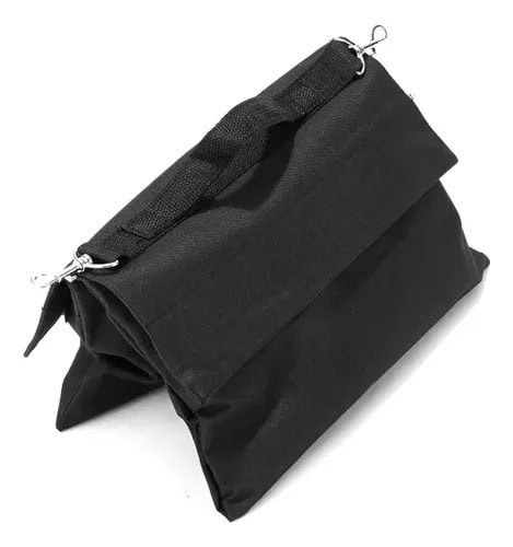 Bolsa de arena negra para estabilización en fotografía y video.