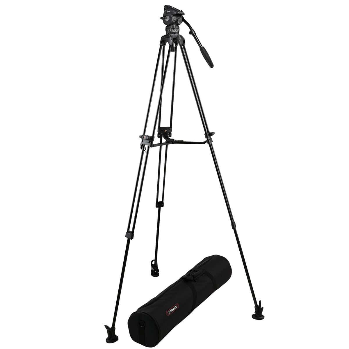 Trípode profesional E-image EG06A2 con cabezal fluido para fotografía y video.