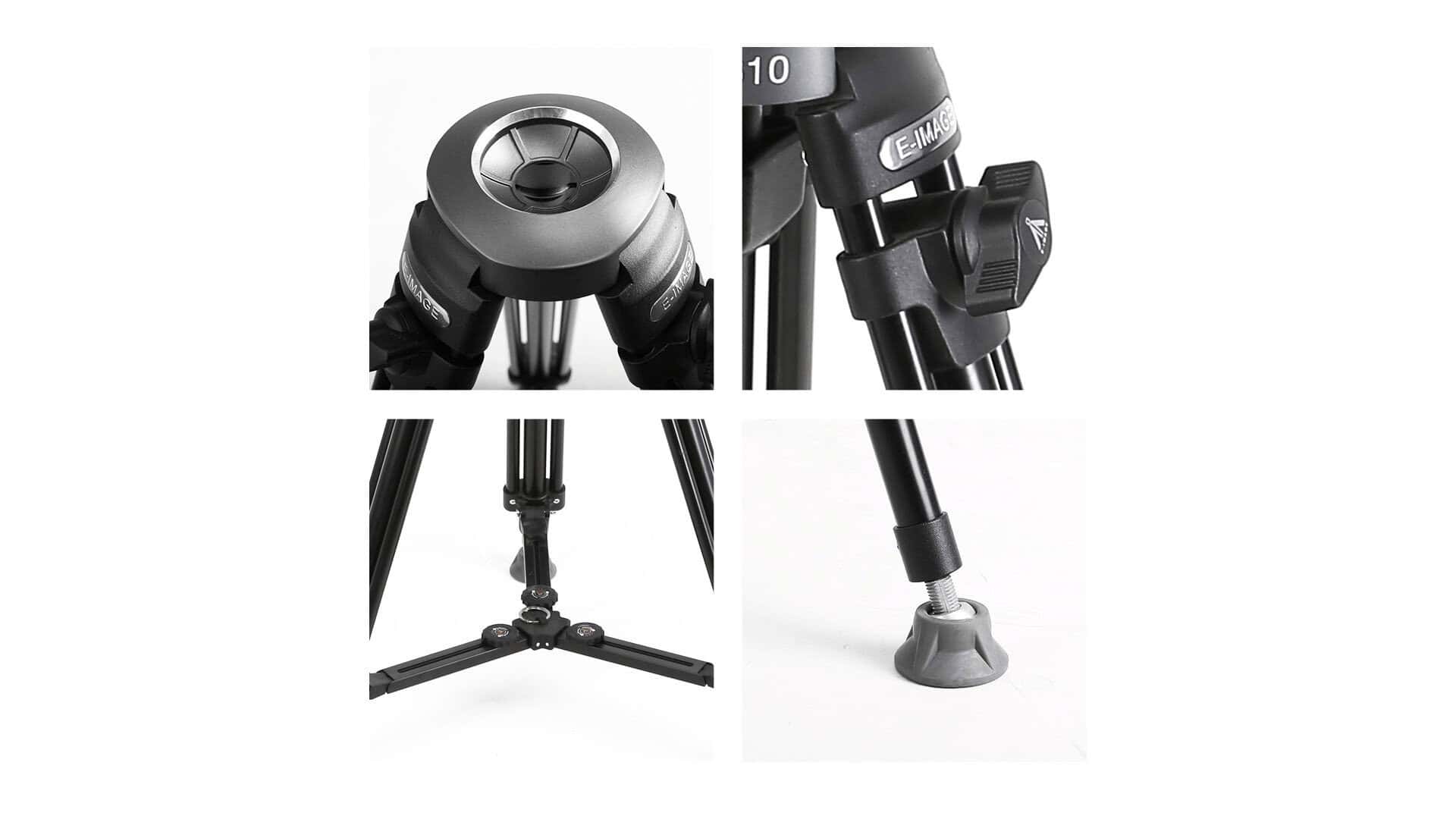 Trípode profesional E-image EK610 con cabezal fluido para fotografía y video.