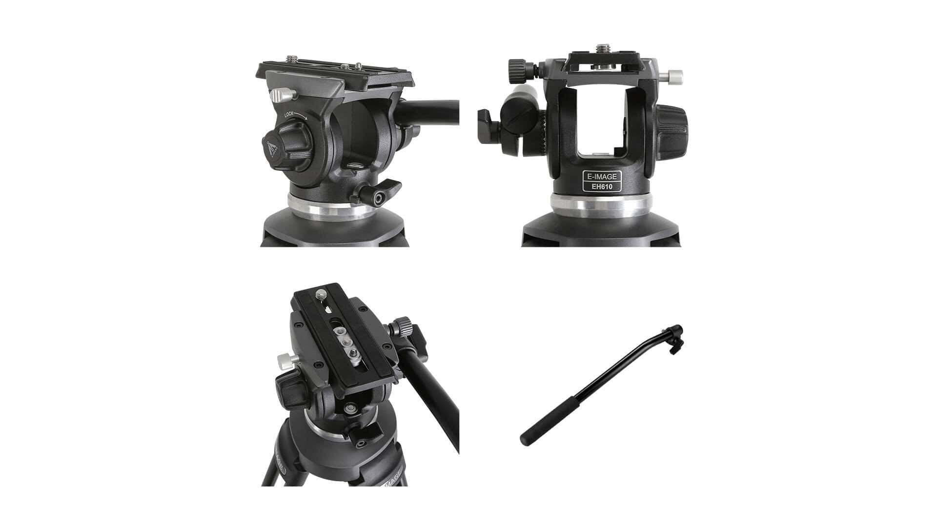 Cabezal fluido para trípode E-image EK610 con control de movimiento suave.