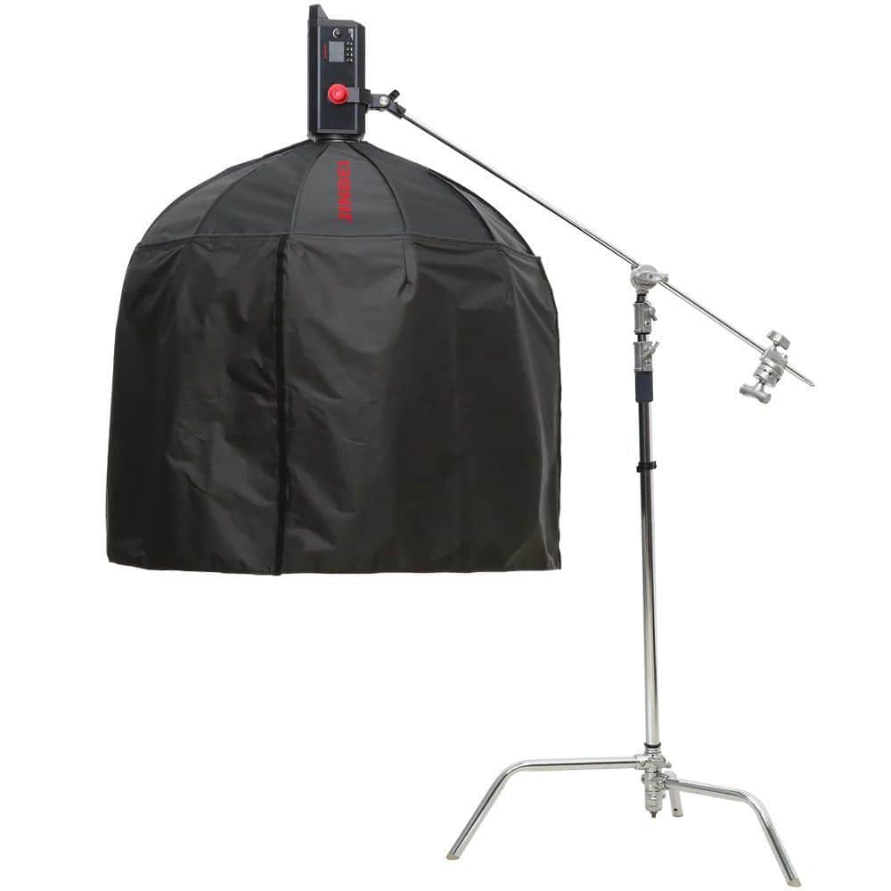 Softbox de 100cm para fotografía con cortina y soporte ajustable.