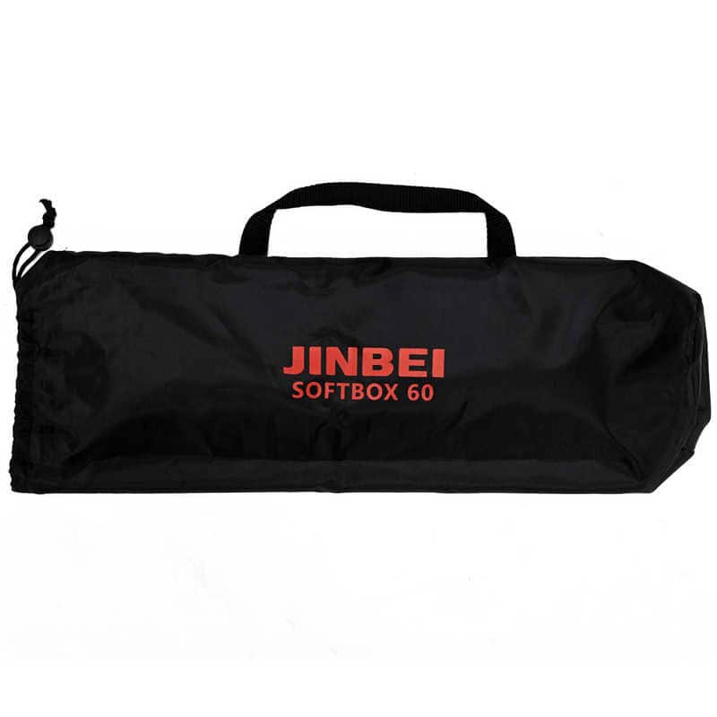 Funda negra para softbox Jinbei 60cm con asa y cierre de cordón.