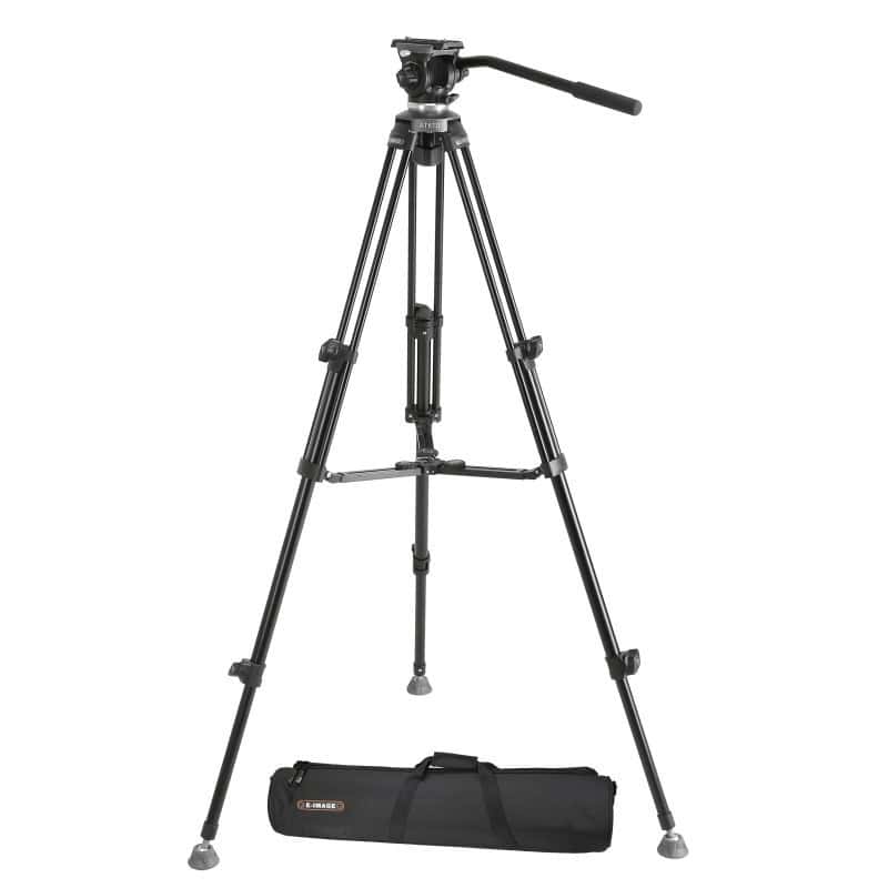 Trípode profesional E-image EK610 con cabezal fluido para fotografía y video.