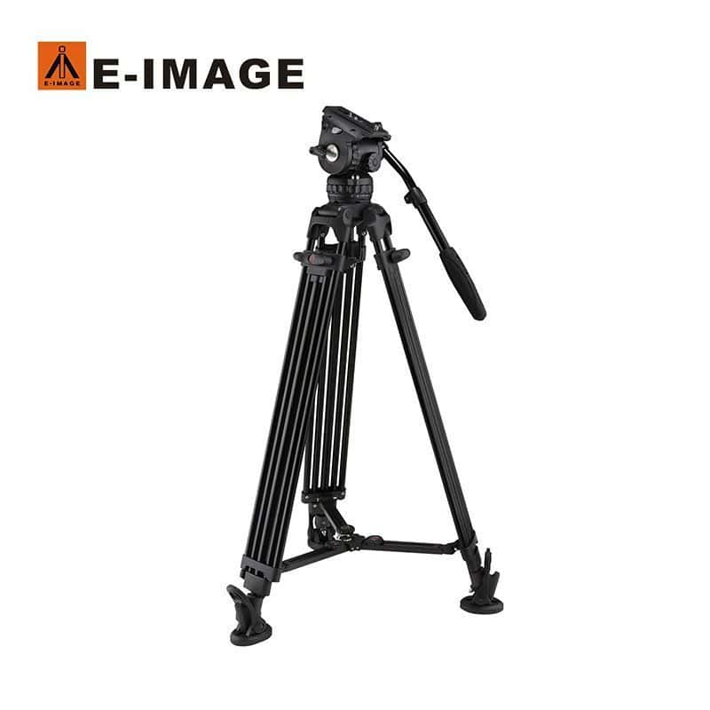 Trípode profesional E-image EG06A2 con cabezal fluido para fotografía y video.