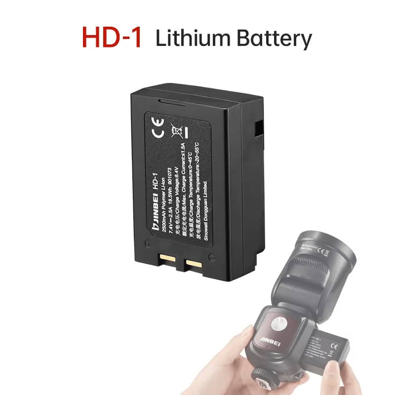 Batería de litio Jinbei HD-1 para flashes y accesorios de fotografía.