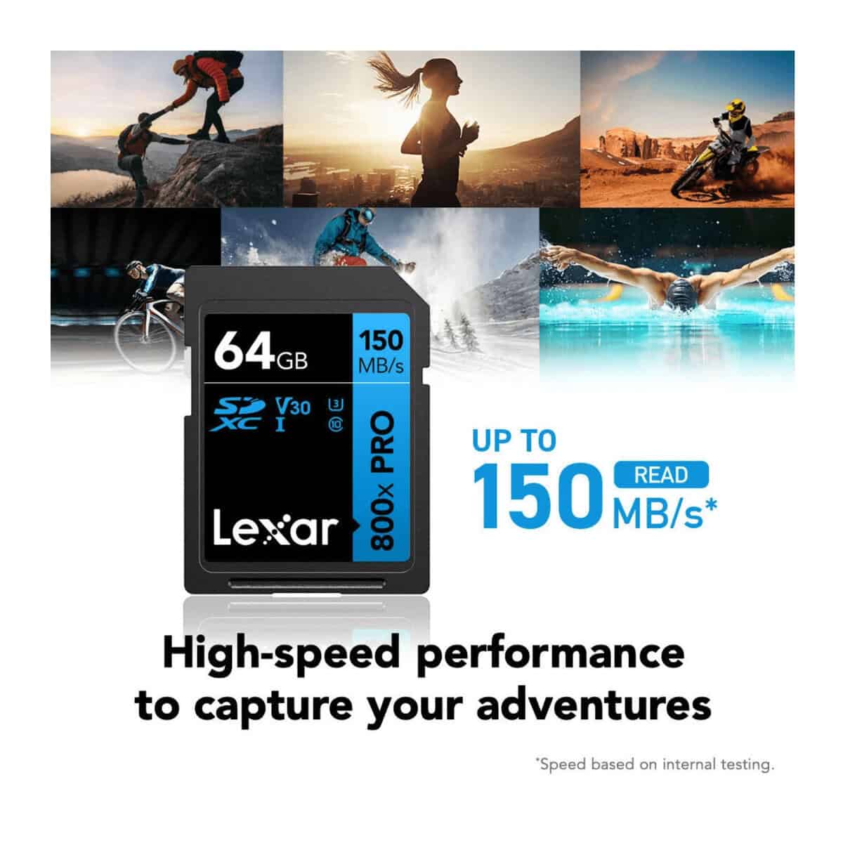 Tarjeta SD Lexar 800X PRO 64GB UHS-I V30 150MB/S para fotografía y video.