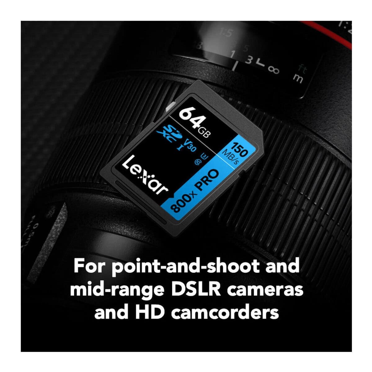 Tarjeta de memoria Lexar 64GB para cámaras DSLR y HD camcorders.