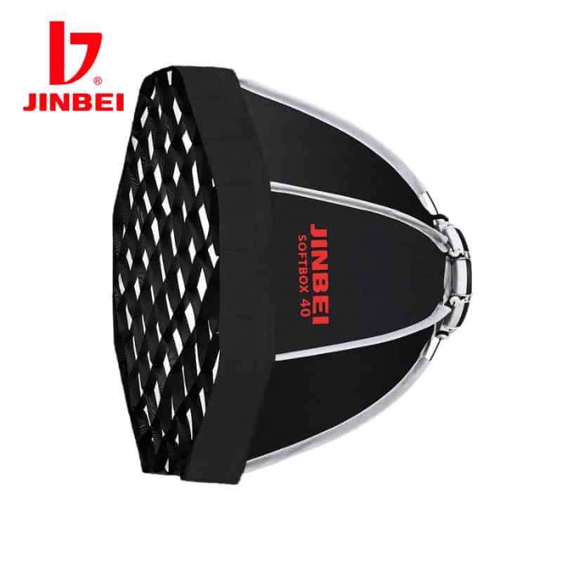 Softbox Jinbei 40cm para fotografía y accesorios profesionales.