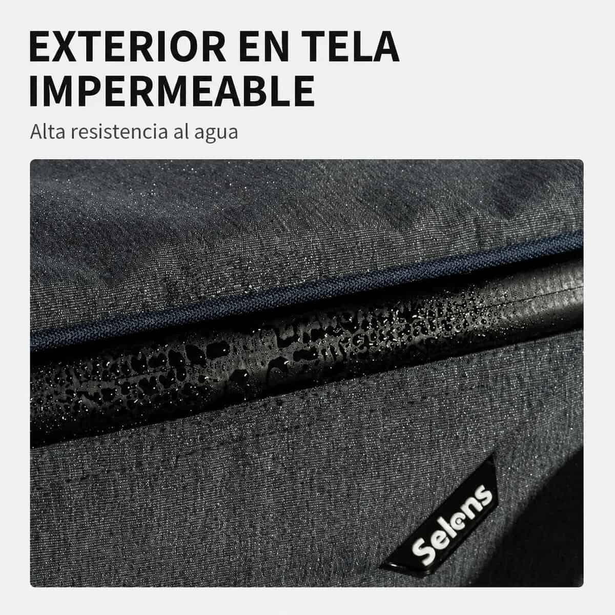 Funda de tela impermeable para protección de cámaras y accesorios.