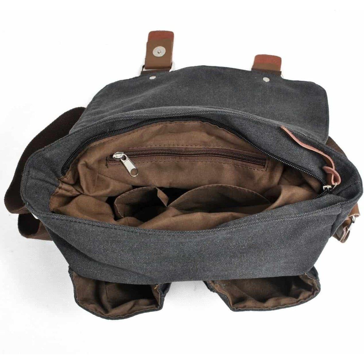 Mochila de fotografía vintage para cámaras y accesorios.