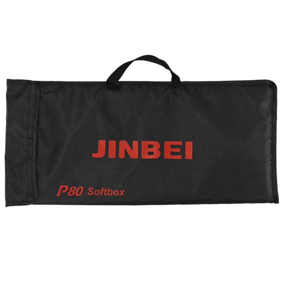 Funda de transporte para Softbox Jinbei P80 en color negro con logo rojo.