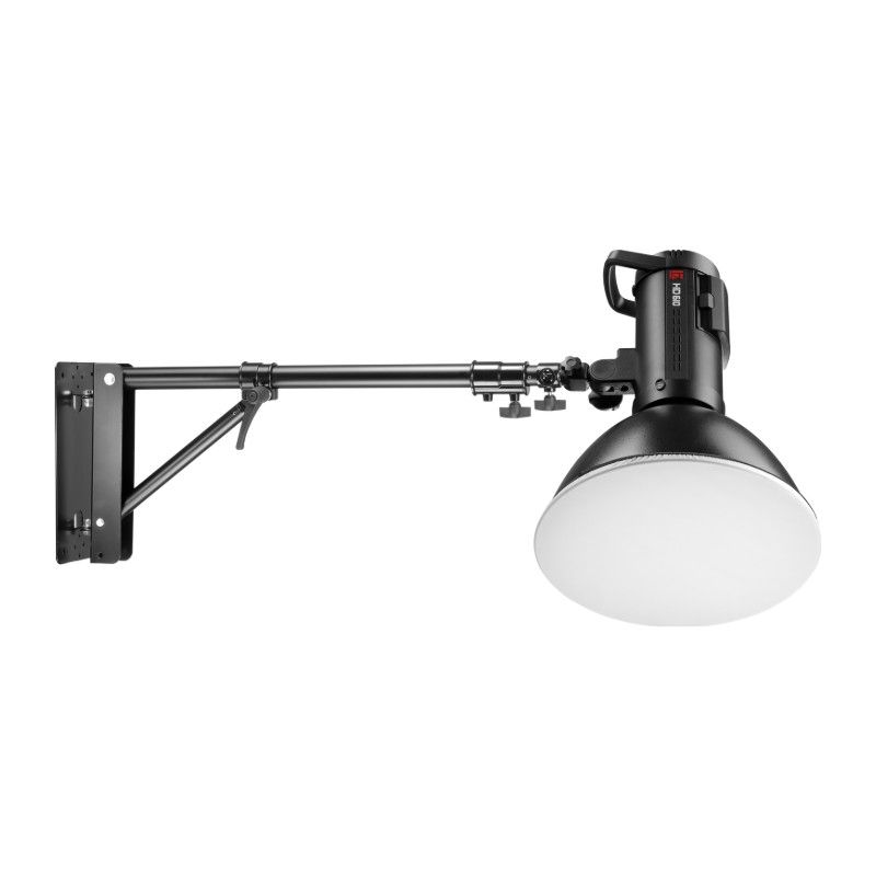 Brazo de pared Jinbei BL-70x130 sosteniendo una luz de estudio