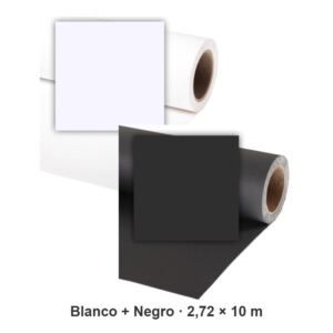 Kit Papel Sinfín Blanco + Negro 2,72 x 10m P/ Fondo de Estudio